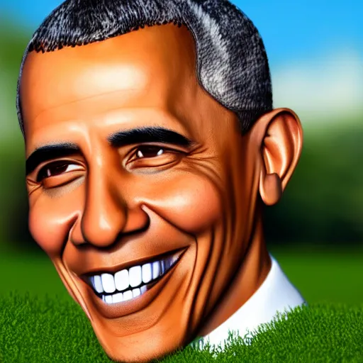 Prompt: high quality 3 d render of barack obama on a grass hdri