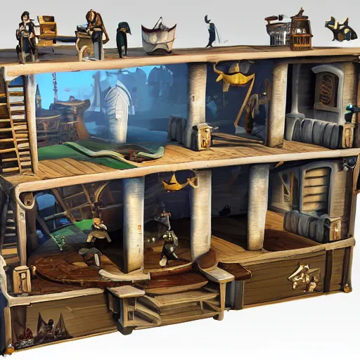 Prompt: sea of thieves architecture miniatures
