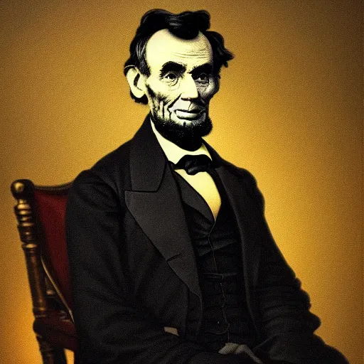 Prompt: abraham lincoln by rembrandt, intricate, ultra detailed painting, atmospheric lighting, golden hour