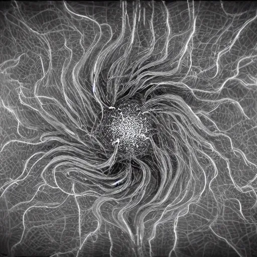 Image similar to clouded origins ( rca umbilical tendrils ), in the style of hiroya oku and riyoko ikeda and stanley kubrick, black and white, photorealistic, epic, super technical, 3 d render