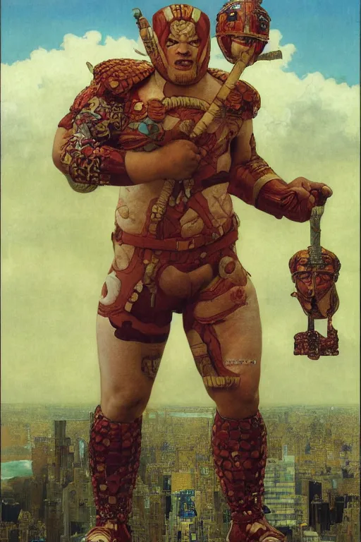 Prompt: full length portrait of akebono taro as marvel's juggernaut, new york, painted by lawrence alma tadema, zdzislaw beksinski, norman rockwell, jack kirby, tom lovell, alex malveda, greg staples