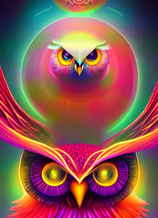 Prompt: symmetry!! product render poster vivid colors divine proportion owl, cosmos, glowing fog intricate, elegant, highly detailed, digital painting, artstation, concept art, smooth, sharp focus, illustration,