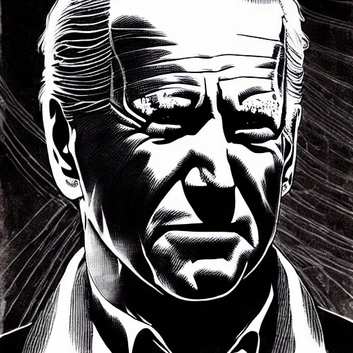 Image similar to Joe Biden looking sinister, by Tsutomu Nihei, highly detailed