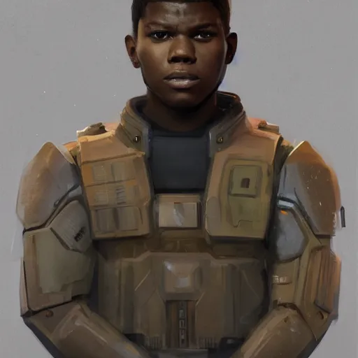 Image similar to portrait of a man by greg rutkowski, he looks like john boyega, star wars expanded universe, he is about 2 5 years old, wearing the tactical gear of the galactic alliance, digital painting, artstation, concept art, smooth, sharp foccus ilustration, artstation hq