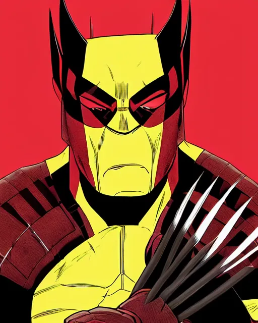 Prompt: portrait comic art of marvels wolverine, black and red color scheme, by inhyuck lee