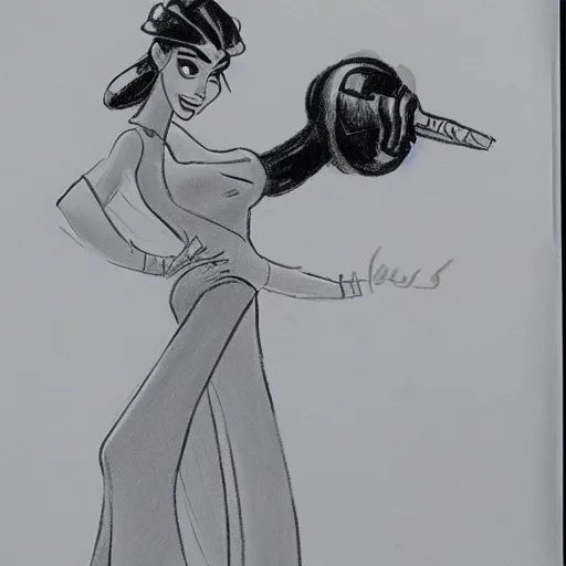 Image similar to milt kahl sketch of victoria justice with curvy body as princess padme from stars wars episode 3