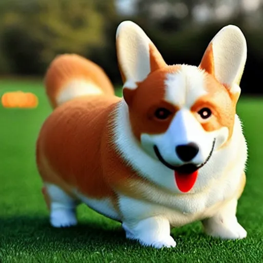 Prompt: A corgi in the shape of a soccer ball.