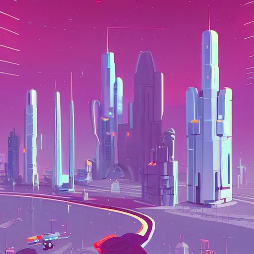 Prompt: illustration of a futuristic city by James Gilleard