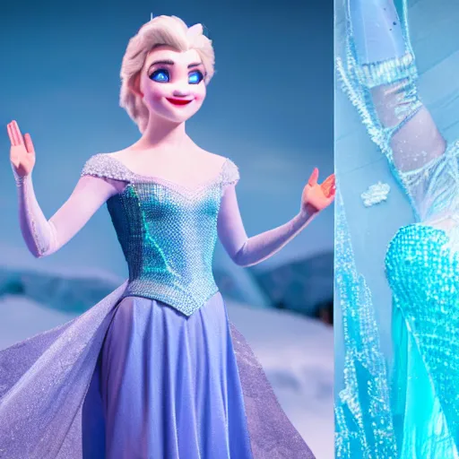 Prompt: Mikhaila Peterson as elsa in live action disney frozen, 8k resolution, full HD, cinematic lighting, award winning, anatomically correct