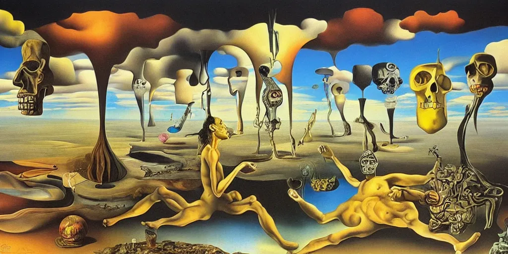 Image similar to the world between death and life, surrealistic detailed painting, by damien gilley and salvador dali