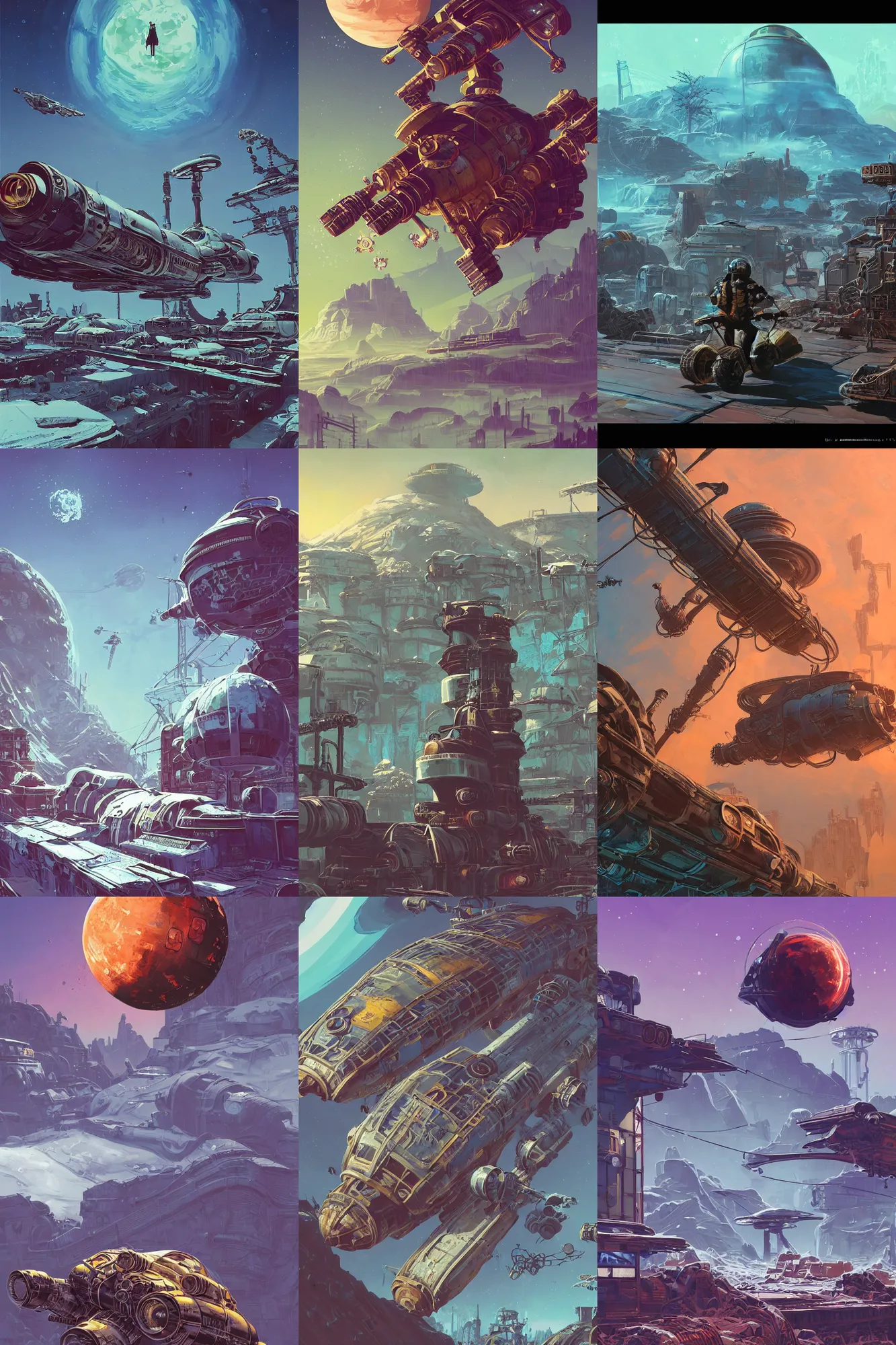 Prompt: hardmesh retro futurist post - apocalyptic steampunk fallout 7 6 spaceship icy planet, hyper realistic, art gta 5 cover, official fanart behance hd artstation by jesper ejsing, by rhads, makoto shinkai and lois van baarle, ilya kuvshinov, ossdraws, feng zhu and loish and laurie greasley, victo ngai