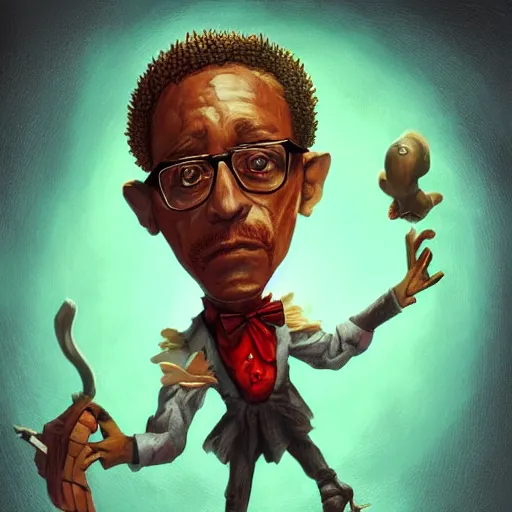 Prompt: Gustavo Fring the Chicken Mage, Fantasy Illustration by Tony Sart, trending on artstation