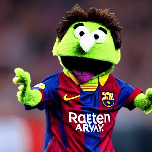 Image similar to lionel messi as a muppet