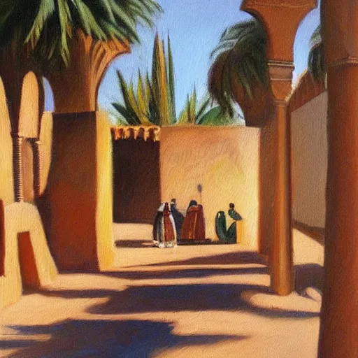 Image similar to the tbourida in morocco fantasia, oil painting, very detailed