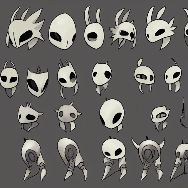 Image similar to hollow knight character design by ari gibson