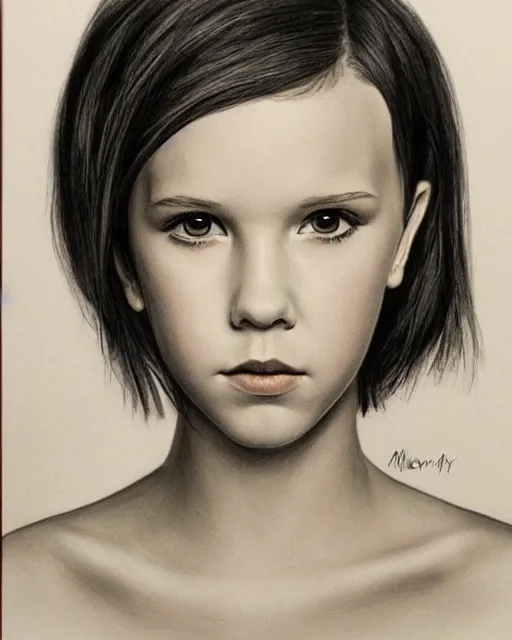 Image similar to pencil portrait of millie bobby brown