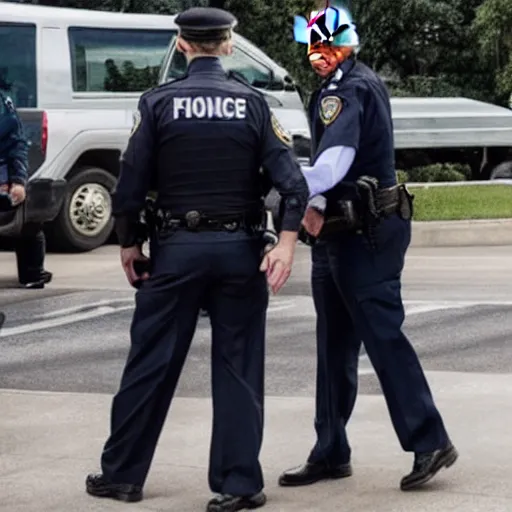 Image similar to photo of trump being arrested by trump