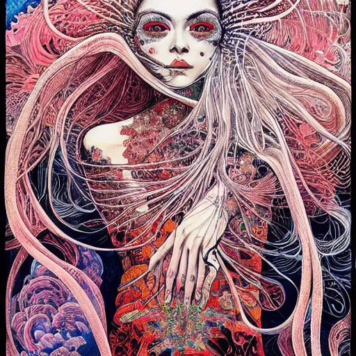 Image similar to life is so beautiful painted in alex grey style drawn by vania zouravliov and takato yamamoto, inspired by y - 3, intricate acrylic gouache painting, high detail, sharp high detail, artstation