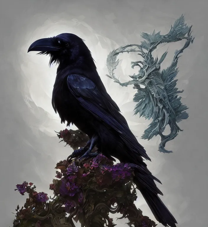 Image similar to perfectly - centered - portrait of a raven bird from league of legends, intricate, highly detailed, digital painting, artstation, concept art, smooth, sharp focus, illustration, unreal engine 5, 8 k, art by artgerm and greg rutkowski and alphonse mucha