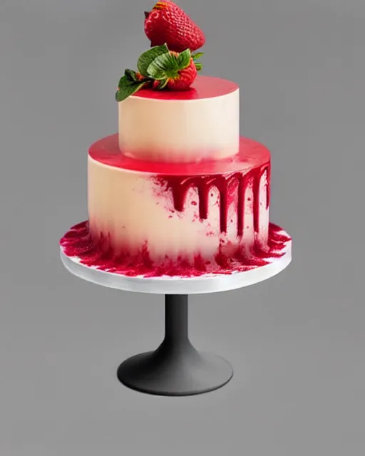 Image similar to elegant cake with abstract frosted flower decor, raspberry strawberry glaze, by sylvain sarrailh, artstation