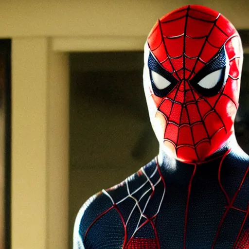 Image similar to jason statham as unmask spiderman, an film still