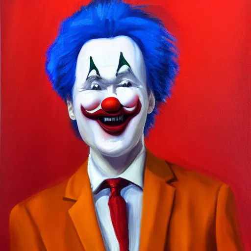 Prompt: conan o'brien dressed as a clown, oil painting, 4 k