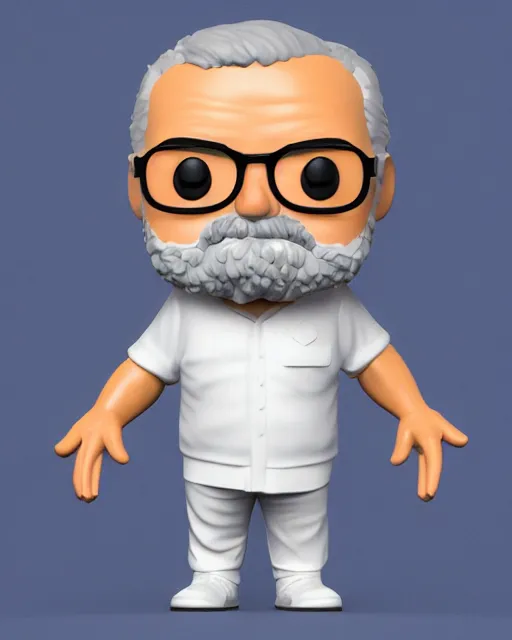 Image similar to full body 3d render of funko pop Lula presidente as a funko pop, studio lighting, white background, blender, trending on artstation, 8k, highly detailed