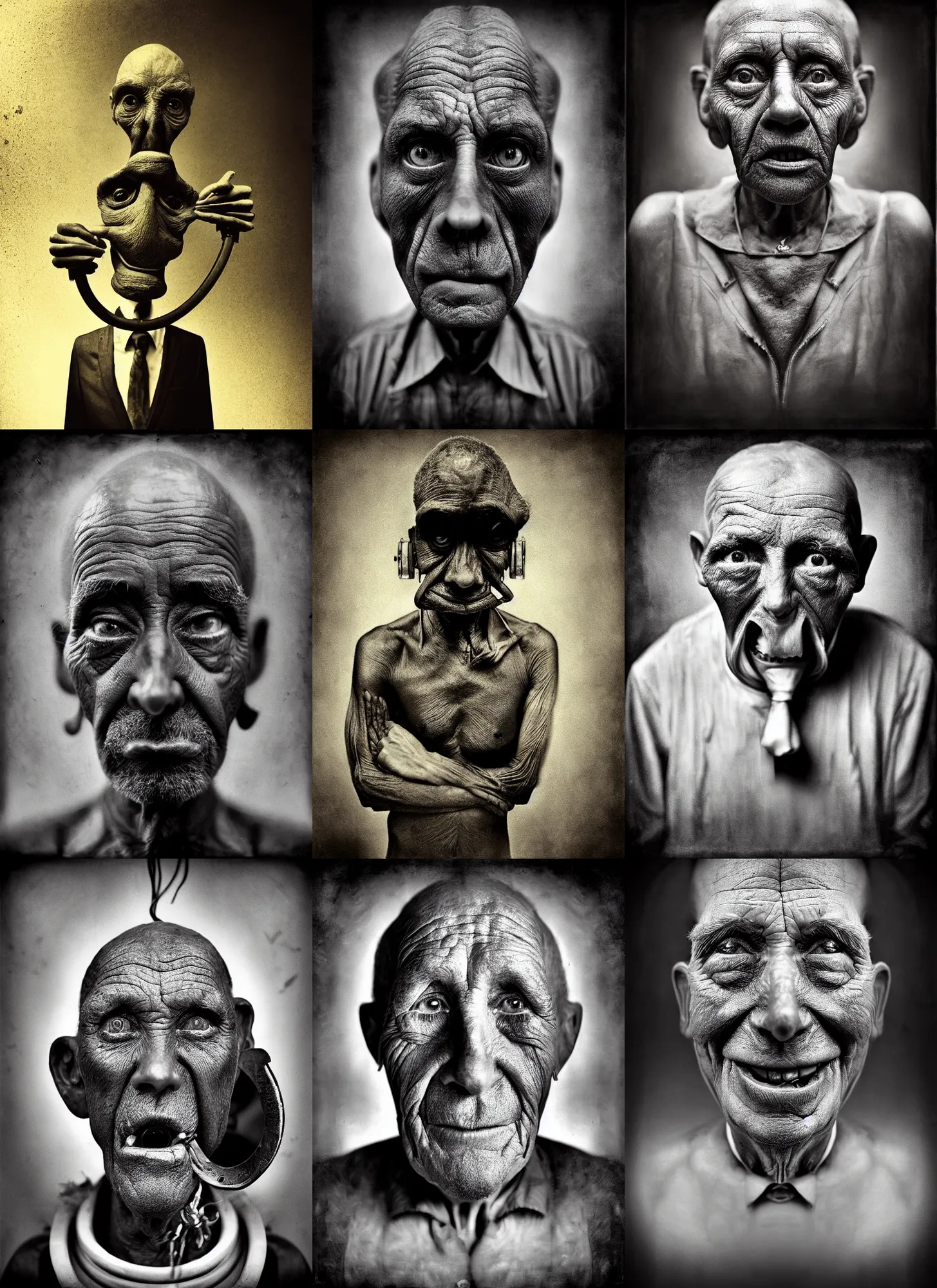 Image similar to anthropomorphic mangle by lee jeffries, gelatin silver process