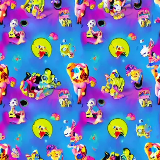 Prompt: collaboration between Lisa Frank and aardman illustrations