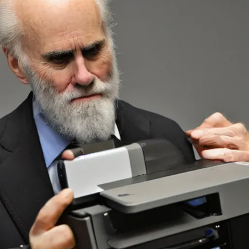 Image similar to vint cerf trying to fix his printer