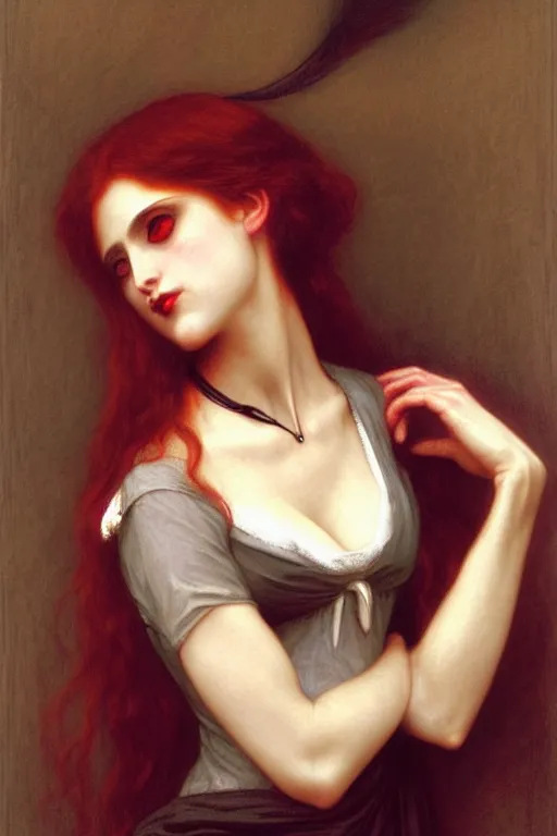 Image similar to victorian vampire, painting by rossetti bouguereau, detailed art, artstation