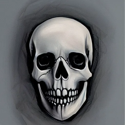 Image similar to highly realistic ghost skull portrait by an unknown artist