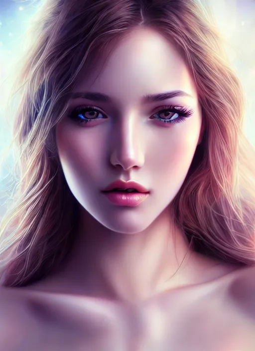 Image similar to a gorgeous female photo, professionally retouched, soft lighting, half body shot, realistic, smooth face, perfect eyes, symmetrical, wide angle, sharp focus on eyes, 8 k high definition, insanely detailed, intricate, elegant, art by artgerm, fireflies