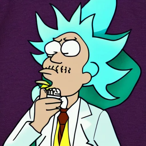 Image similar to rick sanchez ( rick and morty } smoking a plumbus