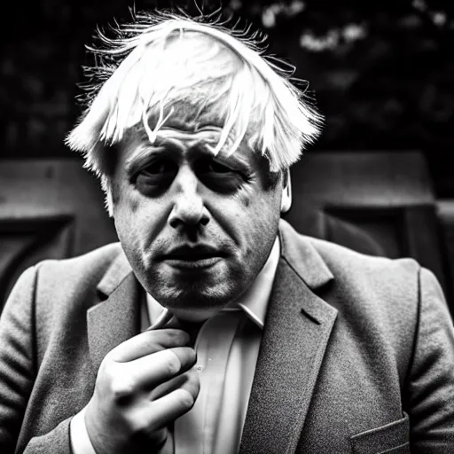 Image similar to Boris Johnson crying on the naughty step with a pool of tears under him, 8k, perfect lighting, high contrast, wide-angle, Nikon mirrorless, sad, brexit, flickr