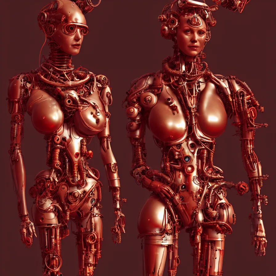 Image similar to portrait, antique marble statue venus, super hero pose, red biomechanical dress, inflateble shapes, wearing epic bionic cyborg implants, masterpiece, intricate, biopunk futuristic wardrobe, highly detailed, art by akira, mike mignola, artstation, concept art, background galaxy, cyberpunk, octane render