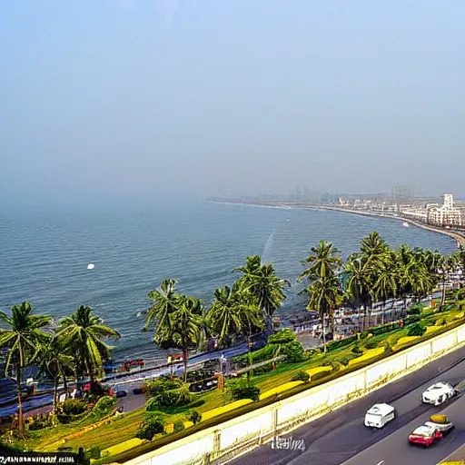 Prompt: marine drive : also known as the queen's necklace, marine drive is a 3 - kilometre - long promenade that offers stunning views of the arabian sea