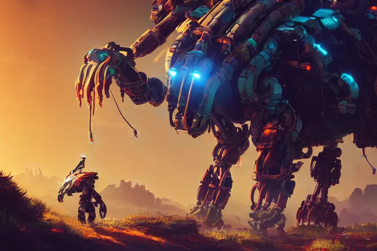 Image similar to shell - walker machine mecanical creature robot of horizon forbidden west horizon zero dawn bioluminiscence global illumination ray tracing hdr fanart arstation by ian pesty and alena aenami artworks in 4 k