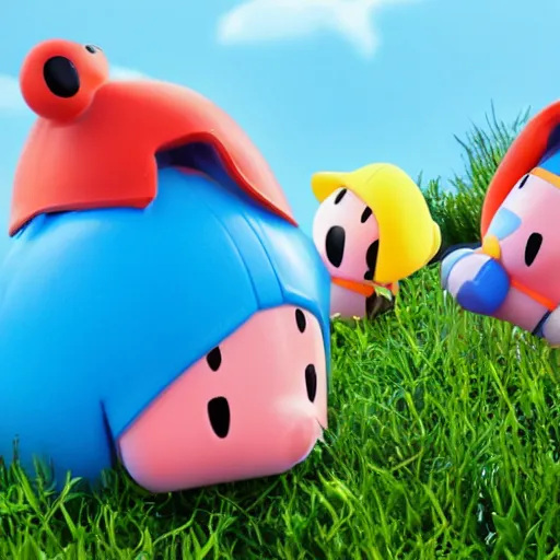 Image similar to a plastic bottle full of waddle dees are squeezed out of the bottle, professional photography outdoors