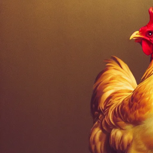 Image similar to a high quality photo of a chicken wearing a suit, Romanticism, 8k