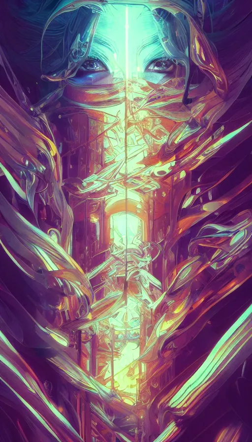 Image similar to shadows, neon, fibonacci, sweat drops, insane, intricate, highly detailed, digital painting, artstation, concept art, smooth, sharp focus, illustration, Unreal Engine 5, 8K, art by artgerm and greg rutkowski and alphonse mucha