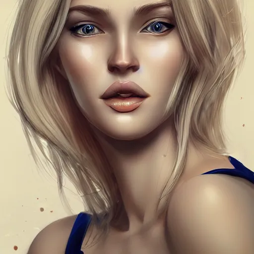 Prompt: a beautiful blonde woman with smooth face and smooth jawline, artstation, digital art, detailed, sharp