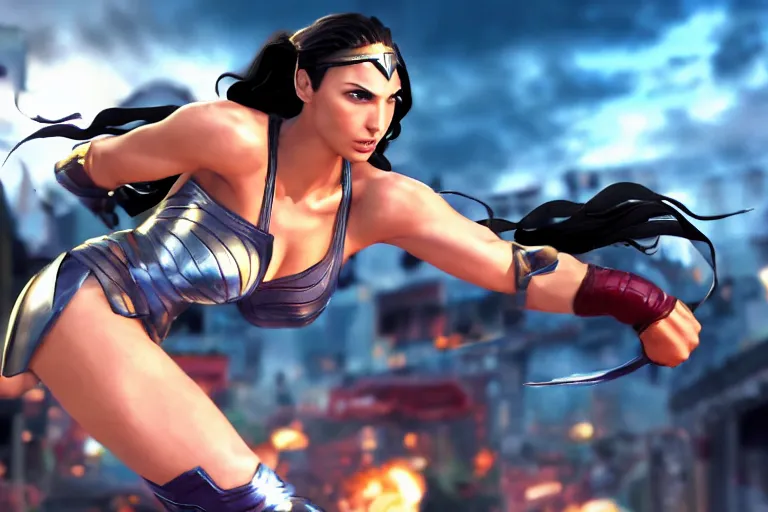 Prompt: !dream screenshot of gal gadot in street fighter 4, high resolution, hd, 4k