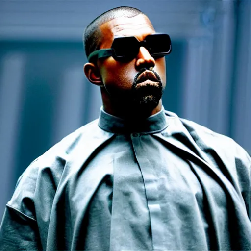 Prompt: film still of kanye west as morpheus in the matrix