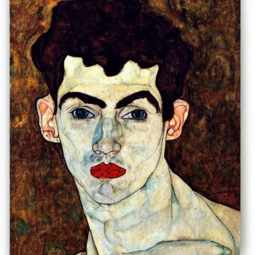 Image similar to a beautiful man portrait by egom schiele