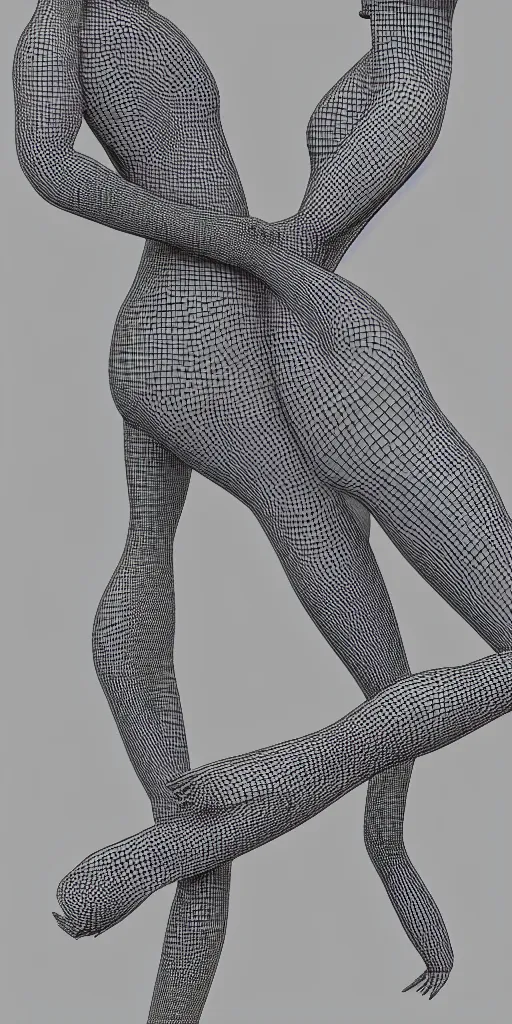 Image similar to beautiful abstract human bodies intertwined, wireframe, perfect topology, 3 d model, 3 d mesh