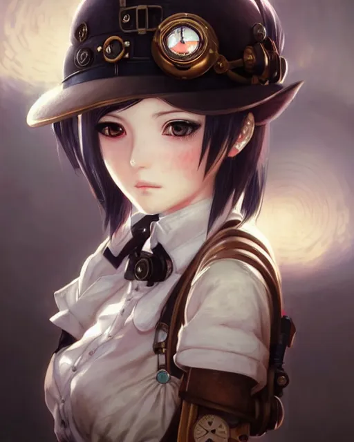 Image similar to portrait Anime Girl steampunk cute-fine-face, pretty face, realistic shaded Perfect face, fine details. Anime. Bioshock steampunk realistic shaded lighting by katsuhiro otomo ghost-in-the-shell, magali villeneuve, artgerm, rutkowski Jeremy Lipkin and Giuseppe Dangelico Pino and Michael Garmash and Rob Rey