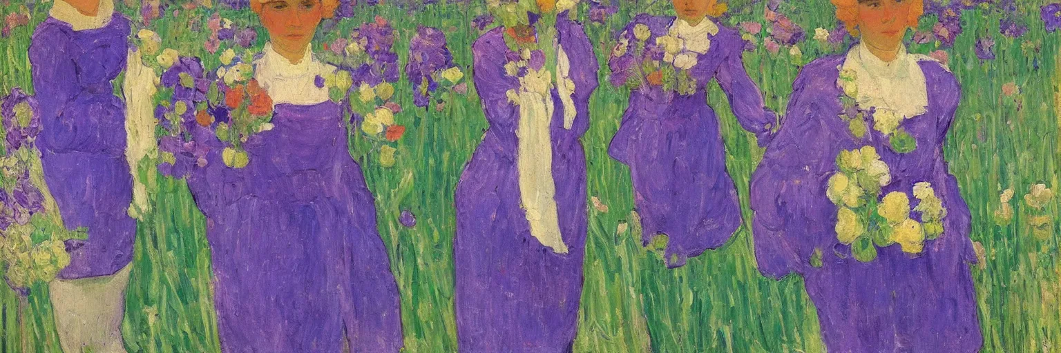 Prompt: woman holding flower artwork by cuno amiet