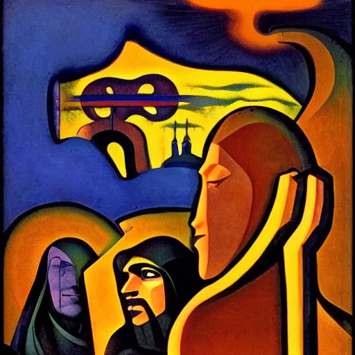 Image similar to the shaman of the subway, an art deco painting by leo and diane dillon and diego rivera and nicholas roerich, dramatic lighting, god rays, smooth, sharp focus, highly detailed