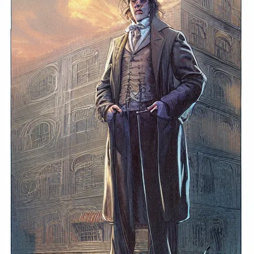 Image similar to Waynes Haberdashery from the Book Series Mistborn Illustrated by Michael Whelan